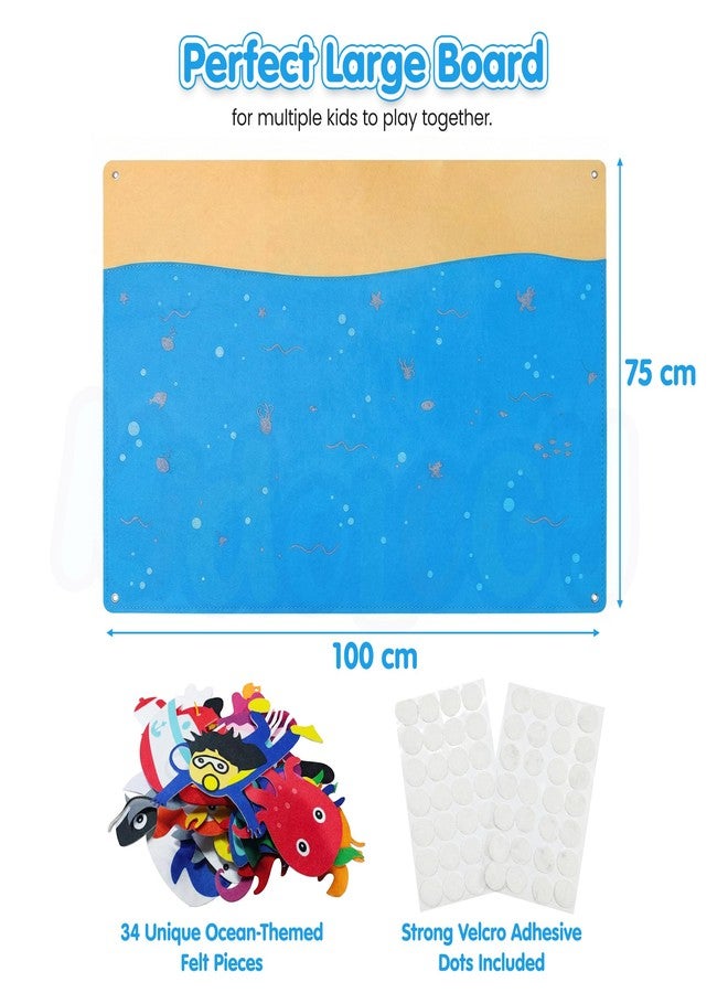 Kidology Montessori Ocean Felt Story Board Set with 34 Felt Figures | Educational & Interactive Sea World Play Mat | Perfect for Storytelling, Early Learning & Wall Hanging Play, Multicolor - Image 5